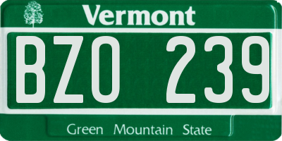 VT license plate BZO239