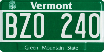 VT license plate BZO240