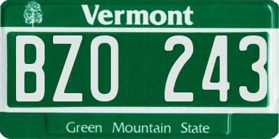 VT license plate BZO243