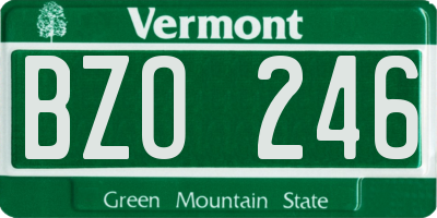 VT license plate BZO246