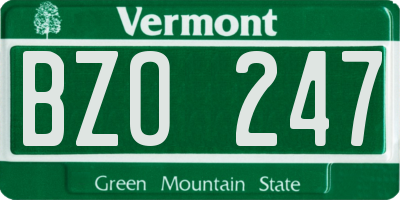 VT license plate BZO247