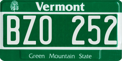 VT license plate BZO252
