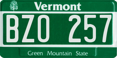 VT license plate BZO257