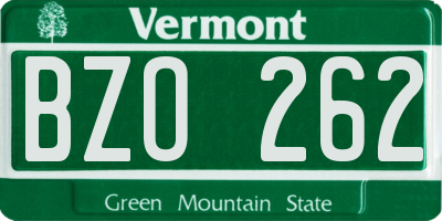 VT license plate BZO262