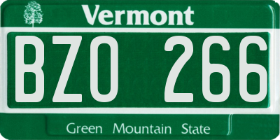VT license plate BZO266