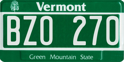 VT license plate BZO270