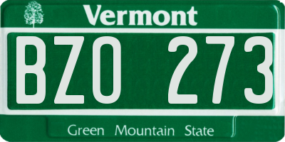 VT license plate BZO273