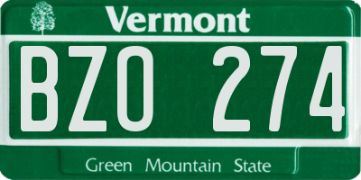 VT license plate BZO274