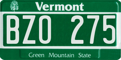 VT license plate BZO275