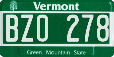 VT license plate BZO278