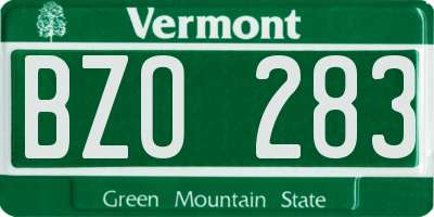VT license plate BZO283