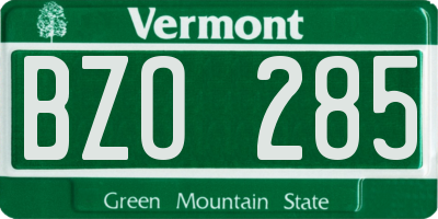 VT license plate BZO285