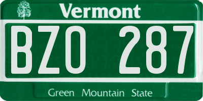 VT license plate BZO287
