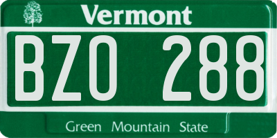 VT license plate BZO288