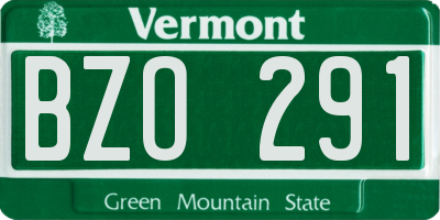 VT license plate BZO291