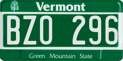 VT license plate BZO296