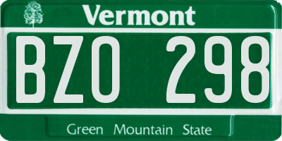 VT license plate BZO298