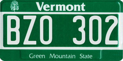 VT license plate BZO302