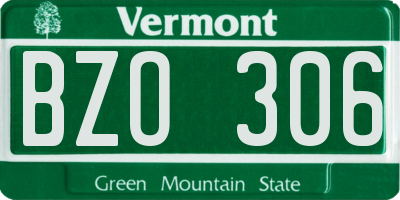 VT license plate BZO306