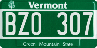 VT license plate BZO307