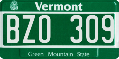 VT license plate BZO309