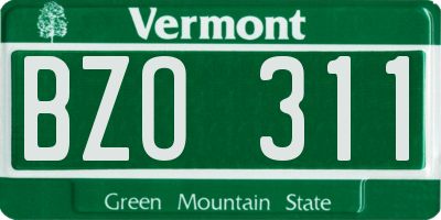 VT license plate BZO311