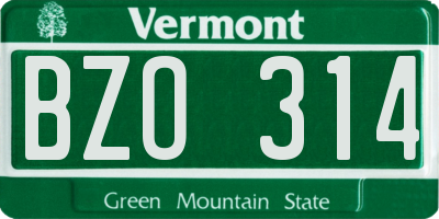VT license plate BZO314