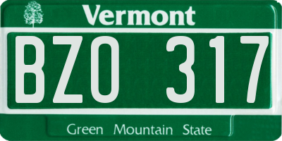 VT license plate BZO317