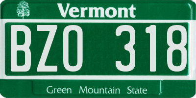 VT license plate BZO318