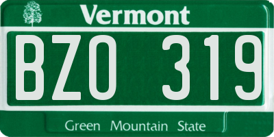 VT license plate BZO319