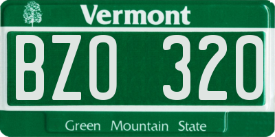 VT license plate BZO320