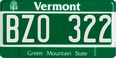 VT license plate BZO322