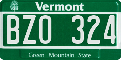 VT license plate BZO324
