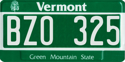 VT license plate BZO325