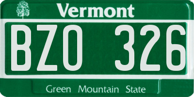 VT license plate BZO326
