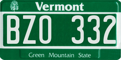 VT license plate BZO332