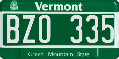 VT license plate BZO335