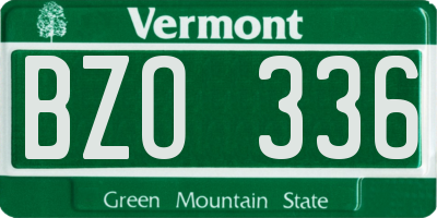 VT license plate BZO336