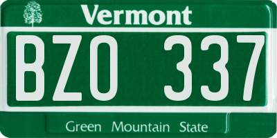 VT license plate BZO337