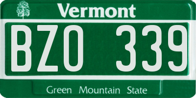 VT license plate BZO339