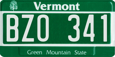VT license plate BZO341