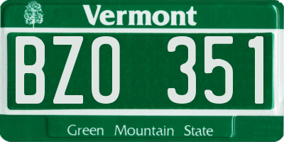 VT license plate BZO351
