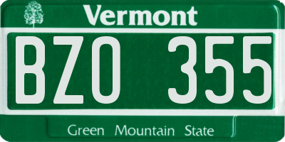 VT license plate BZO355