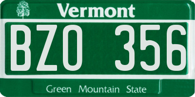 VT license plate BZO356