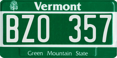 VT license plate BZO357