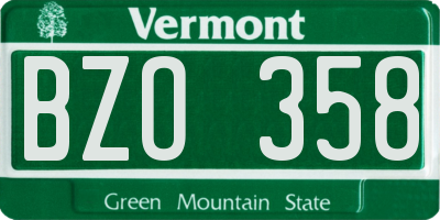 VT license plate BZO358