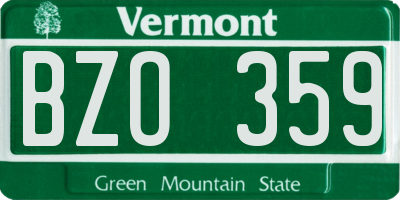 VT license plate BZO359