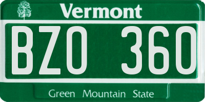 VT license plate BZO360