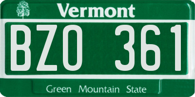 VT license plate BZO361