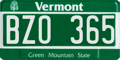 VT license plate BZO365
